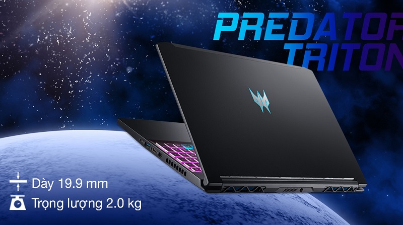 Laptop gaming Predator Triton 500 SE với tổng trọng lượng là 2.4kg, mỏng 19.9mm